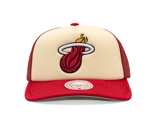 Kappe Mitchell & Ness - NBA Vintage Block Trucker - Miami Heat - Cream