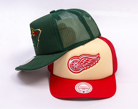Kappe Mitchell & Ness - NHL Vintage Block Trucker - Detroit Red Wings - Cream