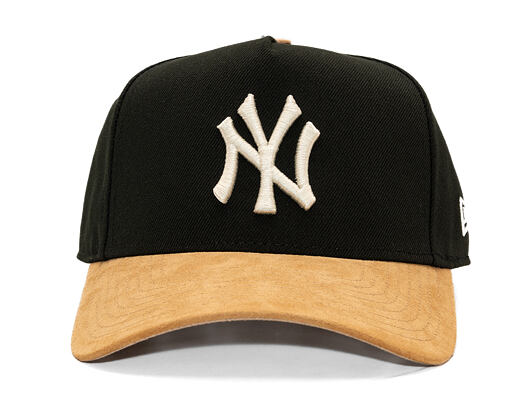Kappe New Era - MLB Suede Visor 9FORTY A-Frame - NY Yankees - Black / Camel