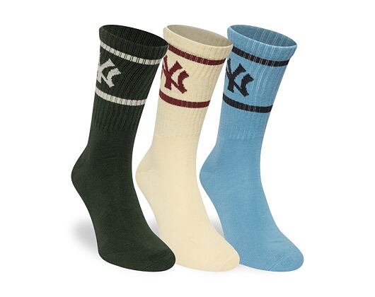 Socken New Era - MLB Crew Socks 3pk - NY Yankees - Green / Cream / Blue
