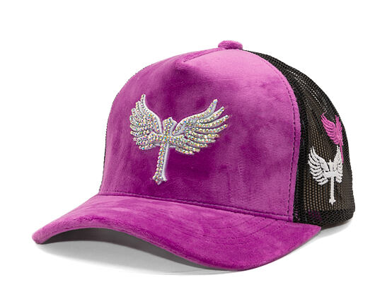 Kappe Reflection Luxury Samt Strasssteine Traube Lila