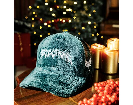 Kappe Reflection Luxury Fuzzy Trucker - Bottle Green/ White