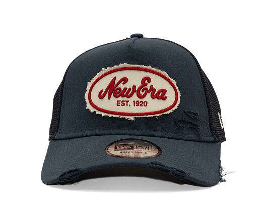 Kappe New Era - Branded Oval Canvas Distress 9FORTY Trucker - Navy