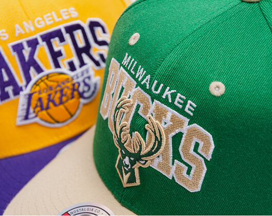 Kappe Mitchell & Ness - NBA Team Arch Snapback - Milwaukee Bucks - Green / Beige