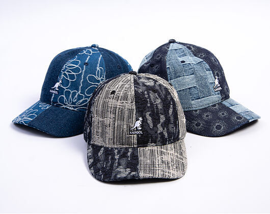 Kappe Kangol - TRENDS PACK - Denim Mashup Baseball - Black Topstitch