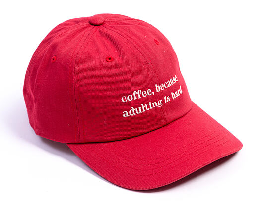 Schirmmütze 8by8 - Dadcap - "Kaffee, weil Erwachsensein schwer ist" - Cranberry