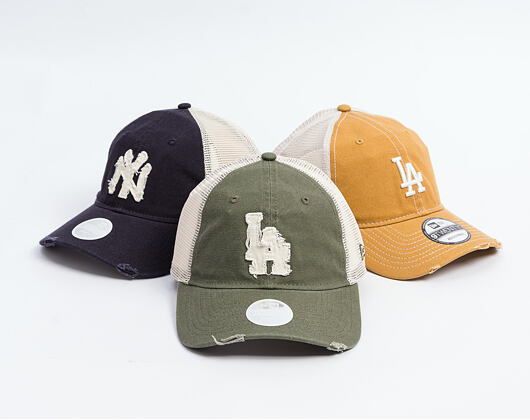 Damen Kappe New Era - MLB Distress Trucker 9TWENTY Trucker - LA Dodgers - New Olive