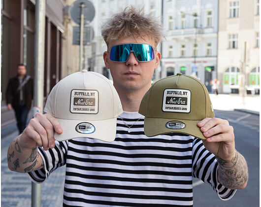 Kappe New Era - Branded Buffalo Patch Linen 9FORTY A-Frame - New Olive