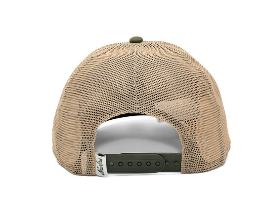 Kappe New Era - Branded Wild West Patch 9FORTY M-CROWN A-Frame Trucker - New Olive / Stone