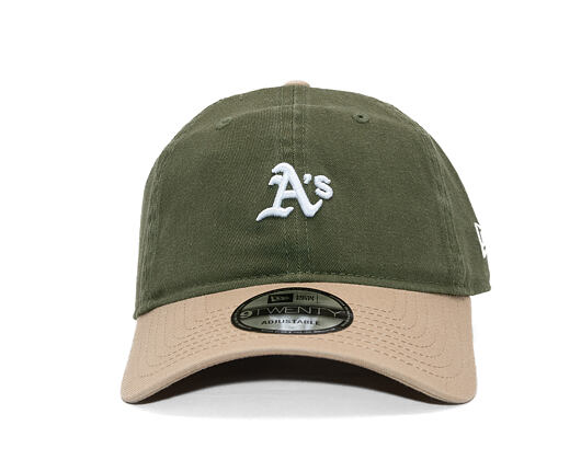 Kappe New Era - MLB Mini Logo Washed Contrast 9TWENTY - Oakland Athletics - New Olive / Camel