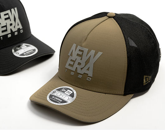 Kappe New Era - Branded Reflective 9FORTY M-CROWN A-Frame Trucker - New Olive