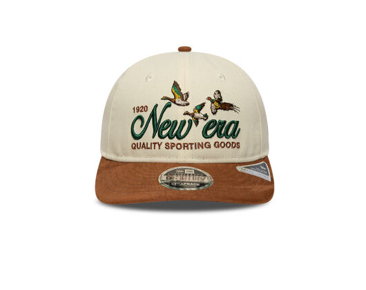 Kappe New Era - Branded Suede Pre-Curved 9FIFTY Retro Crown - Cream / Deep Auburn