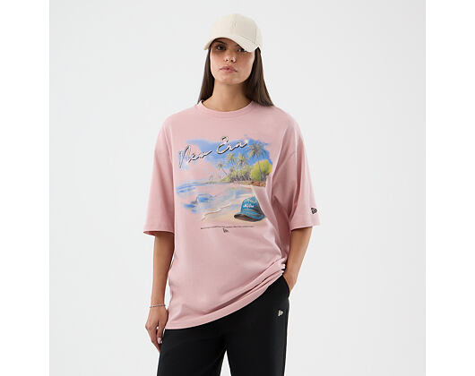 T-Shirt New Era - Branded Beach Graphic Oversized Tee - Pink Rouge