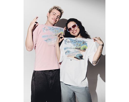 T-Shirt New Era - Branded Beach Graphic Oversized Tee - White