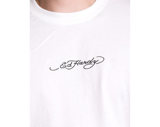 T-Shirt Ed Hardy - Mens Don Wolf Eagle Panther Relaxed T-Shirt - White