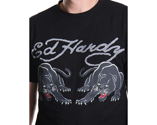 T-Shirt Ed Hardy - Mens Double-Panther Tshirt - Black