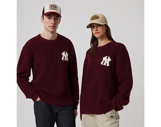 Pullover New Era - MLB Waffle Knit Crew - NY Yankees - Maroon