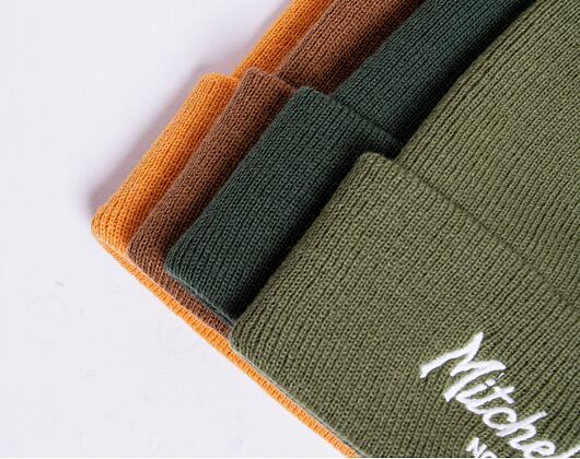 Mütze Mitchell & Ness Branded Pinscript Cuff Knit Olive