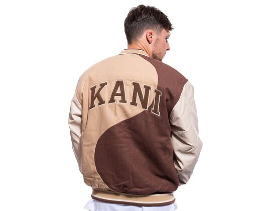 Jacke Karl Kani Retro Patch Wavy Block College Jacket braun/sand/off white