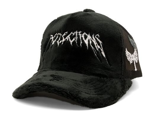 Kappe Reflection Luxury Fuzzy Trucker - Satin Black / White