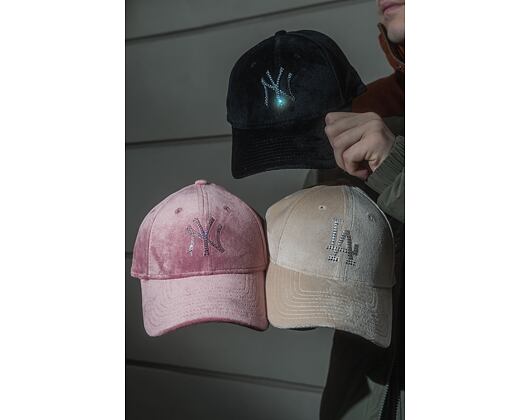 Damen Kappe New Era - 9FORTY Womens MLB Velour Diamante - LA Dodgers - Stone