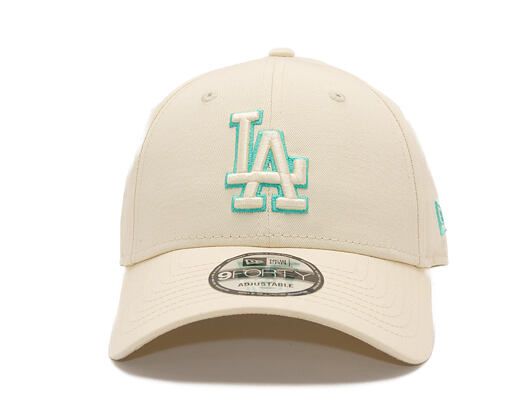 Kappe New Era - MLB Team Outline 9FORTY - LA Dodgers - Cream / Teal