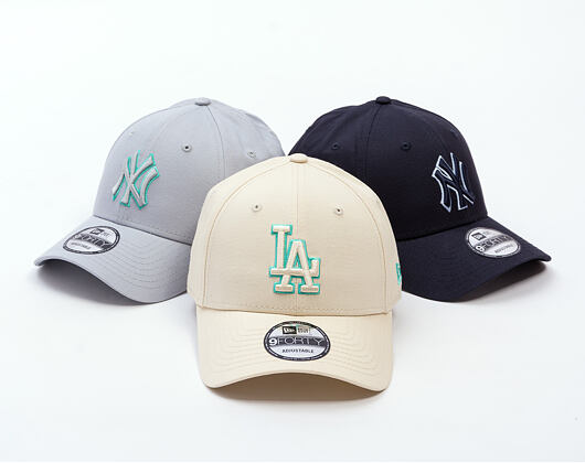 Kappe New Era - MLB Team Outline 9FORTY - LA Dodgers - Cream / Teal