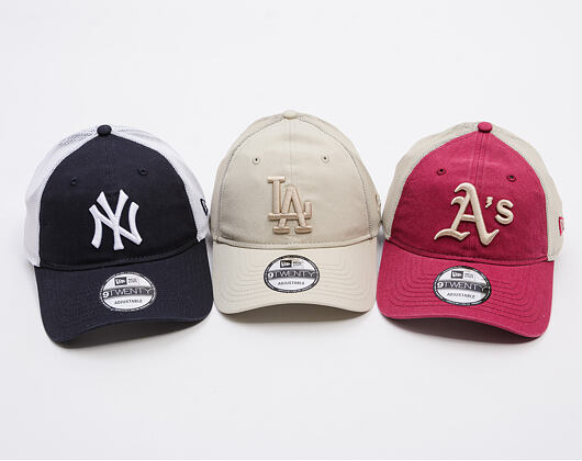 Kappe New Era - MLB Washed Mesh 9TWENTY - Oakland Athletics - Cherry / Stone