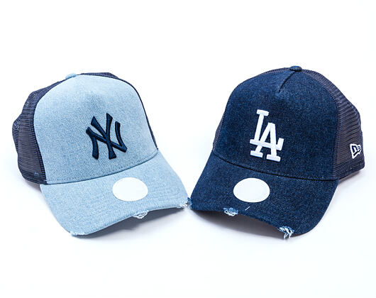 Damen Kappe New Era - MLB Denim 9FORTY Trucker - NY Yankees - Blau