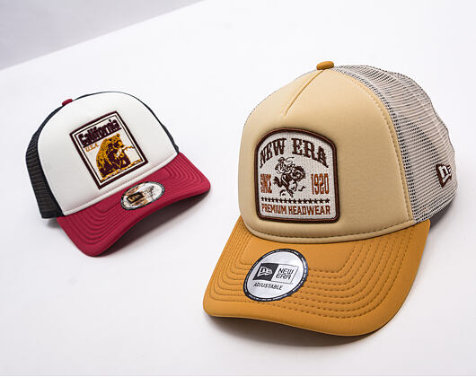 Kappe New Era - Branded Graphic Patch 9FORTY Trucker - Stone / Yellow