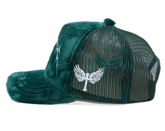 Kappe Reflection Luxury Fuzzy Trucker - Bottle Green/ White