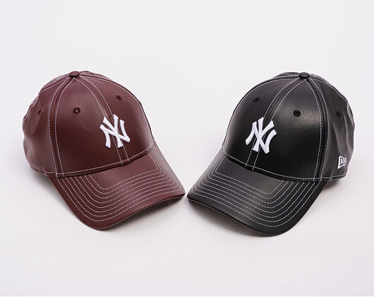 Damen Kappe New Era - MLB Contrast Stitch PU Leather 9FORTY - NY Yankees - Black / White