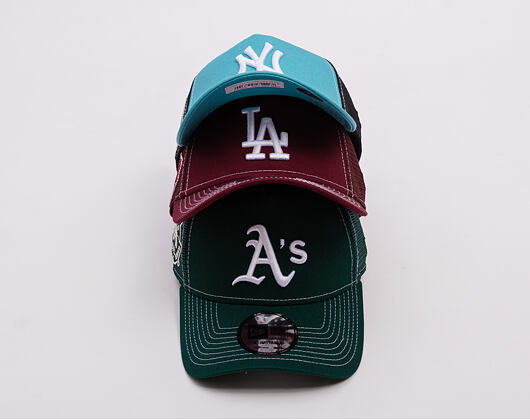 Kappe New Era - MLB Contrast Stitch WS Retro 9FORTY Trucker - LA Dodgers - Burgundy