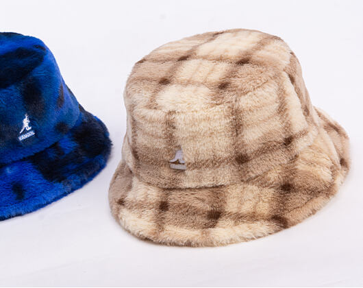 Kangol - Faux Fur Bucket - Beige Multi Plaid