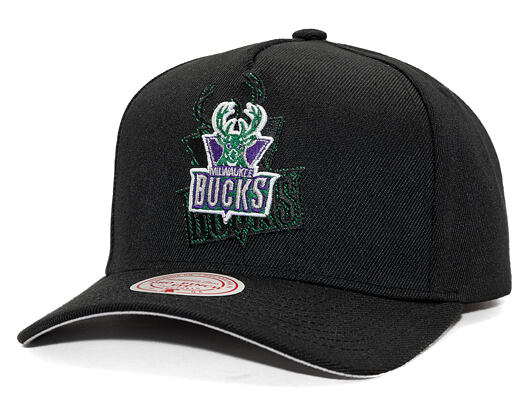 Kappe Mitchell & Ness - NBA Tilted Pro Snapback Hwc - Milwaukee Bucks - Black