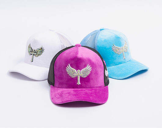 Kappe Reflection Luxury Samt Strasssteine Traube Lila