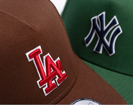 Kappe New Era - MLB Outline Script 9FORTY A-Frame - LA Dodgers - Chestnut Brown