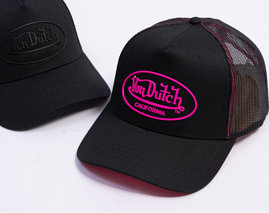 Kappe Von Dutch - Trucker - Rubber Logo Black/Electric Pink