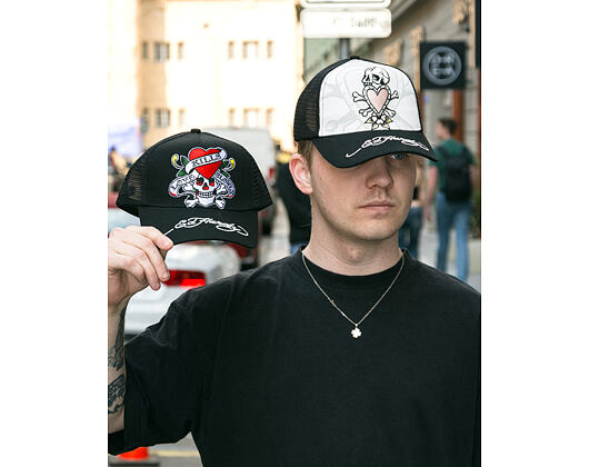 Kappe Ed Hardy - Love-Slowly Twill Front Mesh Trucker - Black