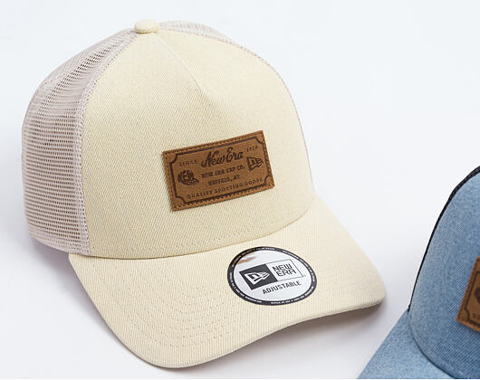 Kappe New Era - Branded Denim Leather Patch 9FORTY A-Frame Trucker - Camel