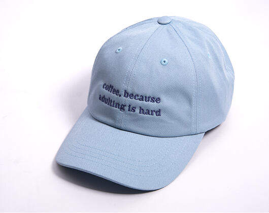 Kappe 8by8 - Dadcap - "coffee, because adulting is hard" - Light Blue/Purple