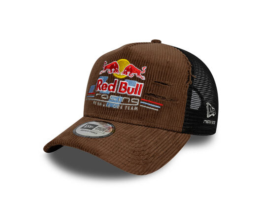 Kappe New Era - F1 Distressed Cord 9FORTY A-Frame Trucker - RED BULL F1 - Chestnut Brown