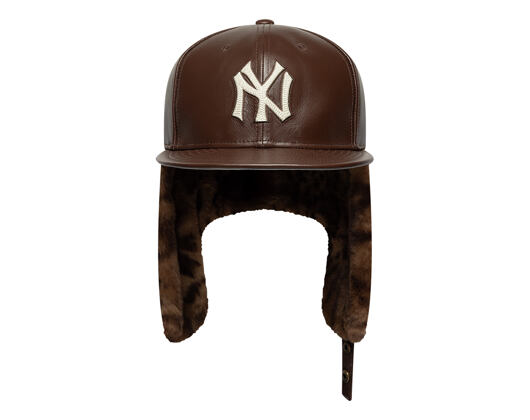 Kappe New Era - MLB IMAGE DROP Leather Dog-Ear 59FIFTY - NY Yankees - Deep Auburn