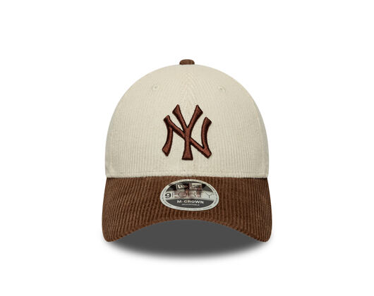 Kappe New Era - MLB Cord 9FORTY M-CROWN - NY Yankees - Cream / Deep Auburn