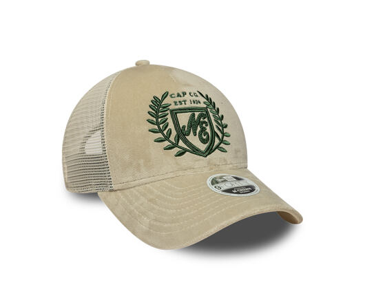 Damen Kappe New Era - Branded Velour 9FORTY M-CROWN A-Frame Trucker - Cream