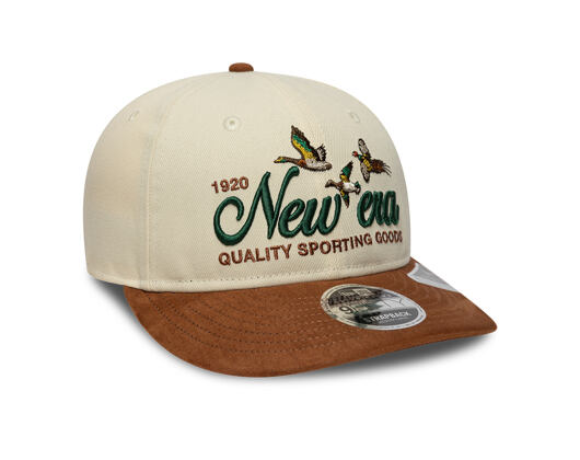 Kappe New Era - Branded Suede Pre-Curved 9FIFTY Retro Crown - Cream / Deep Auburn