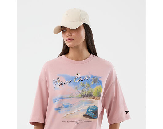 T-Shirt New Era - Branded Beach Graphic Oversized Tee - Pink Rouge