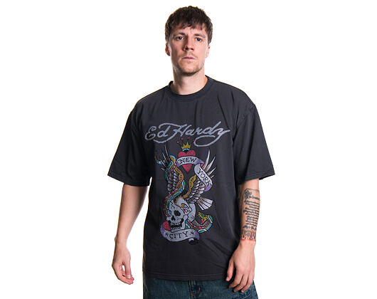 T-Shirt Ed Hardy - Mens New York City Diamante Tshirt - Black