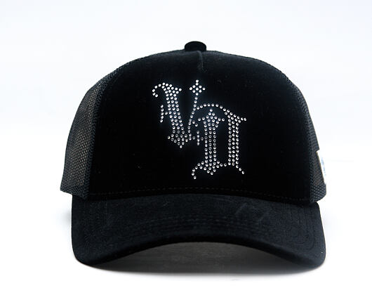 Damen Kappe Von Dutch - Baseball - Velvet Rhinestone Logo - Black