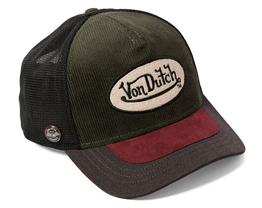 Kappe Von Dutch - Corduroy Oval Patch Baseball - Olive / Burgundy